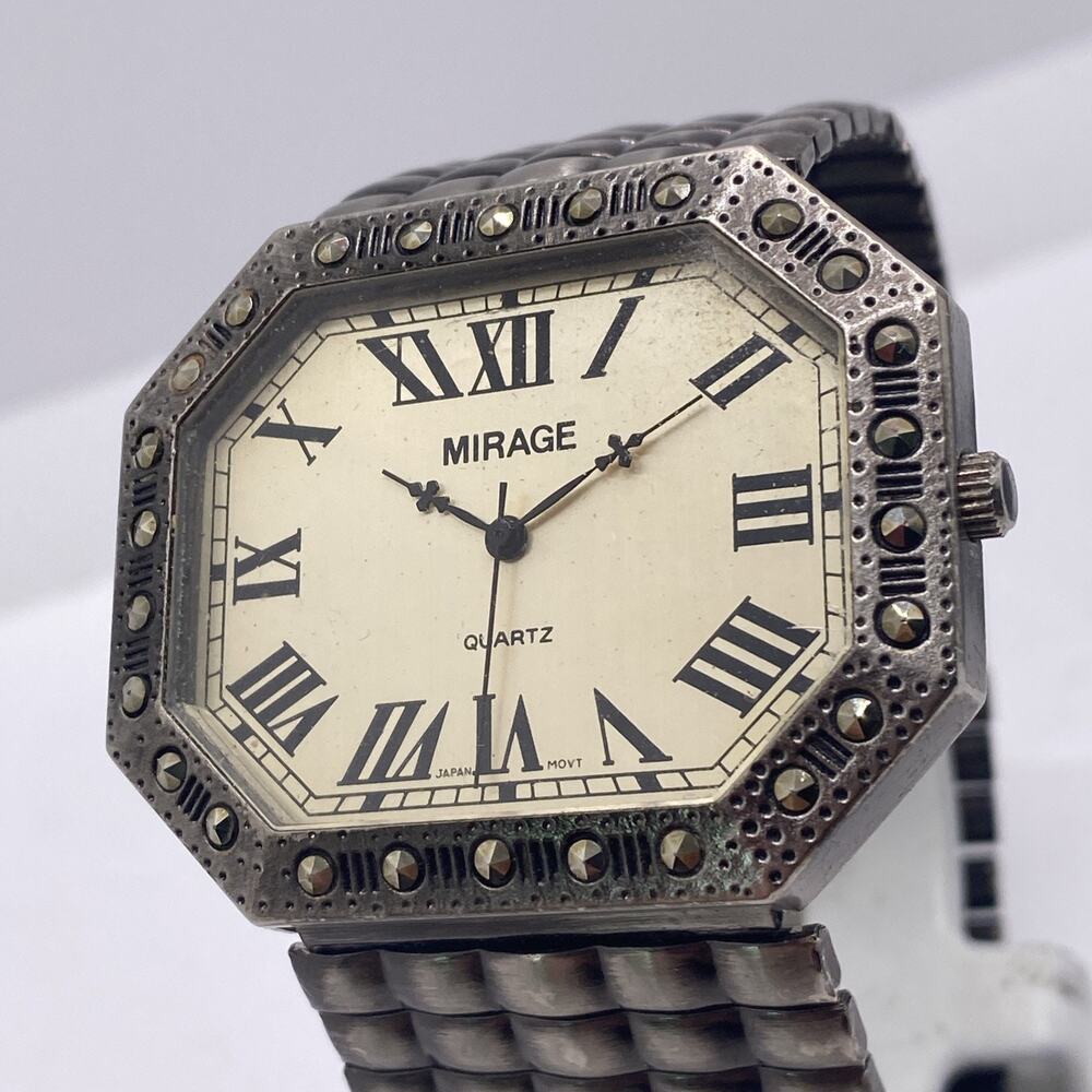 Mirage Vintage Womens Rare Shape Stretch Watch New Battery Works